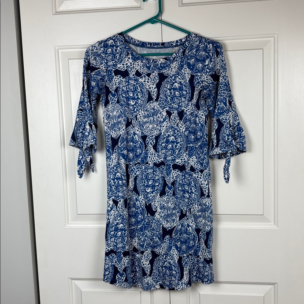 Lilly Pulitzer Blue and White 100% Pima Cotton Dress - XXS
